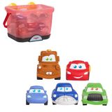 Disney and Pixar Cars Bath Caddy with 5 Bath Toy Figures – Lightning McQueen, Mater, Doc Hudson, Sally & Chick Hicks – Mold-Resistant Water Toys for Toddlers & Kids Ages 3+