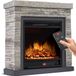 Kesser Elektrische Sfeerhaard 1800W met LED Vlammen, Timer en Afstandsbediening - Steenmotief / Grijs