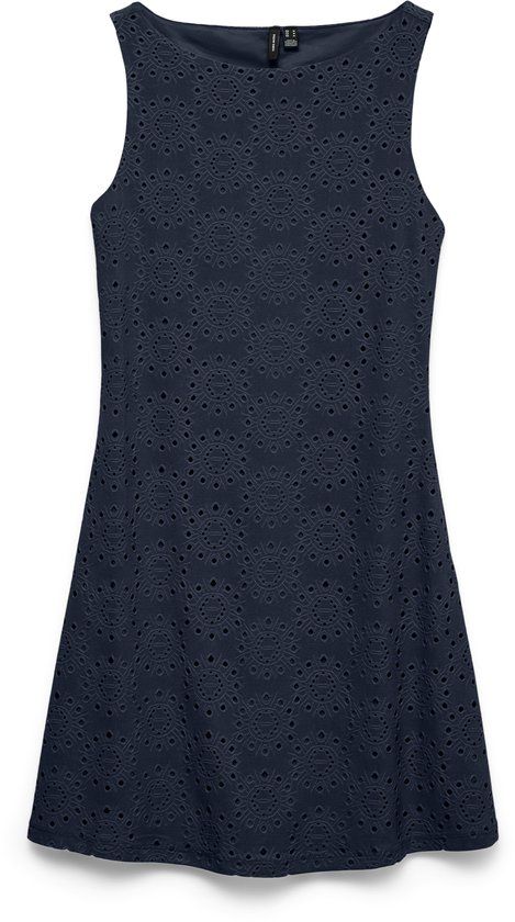 Vero Moda Liv SL Boat Neck Short Jurk Dames Navy
