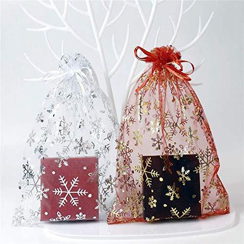 MoonyLI 100 Stks Organza Sieraden Gift Bag Kerst Trekkoord Gift Zakken Sample Candy Kleine Tassen Mesh Sieraden Zakjes Sheer Organza Bruiloft Vakantie Gunst Tassen