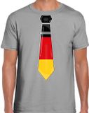 Bellatio Decorations Verkleed shirt voor heren - stropdas Duitsland - grijs - supporter - themafeest L