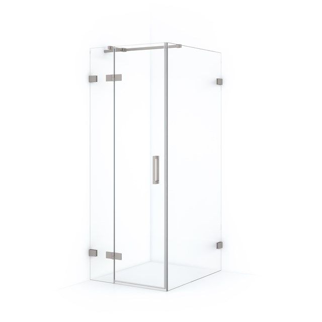 Maxaro Douchecabine Diamond 90x80cm 8mm Helder Veiligheidsglas Geborsteld RVS met Draaideur