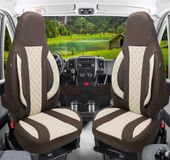 Bremer Sitzbezüge Premium Camper stoelhoezen voor Malibu WPL411 in Bruin/Beige (2 losse stoelen)