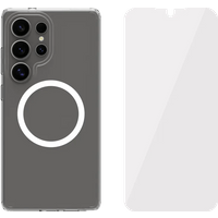 BlueBuilt Protective Back Cover met Magneet Samsung Galaxy S25 Ultra Transparant + Screenprotector Glas