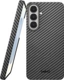 NEKIT Fiber Hoesje Geschikt voor Samsung Galaxy S26 Plus - Compatibel met MagSafe en Qi2 - High-Tech Kevlar - Back Cover Ultra Dun - Grijs/Zwart
