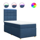 vidaXL Boxspringbed met matras, blauw, 200x200 cm, gestoffeerd