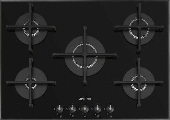 Smeg PV175B3 - 70cm Gas Hob - Black - 5 Zones