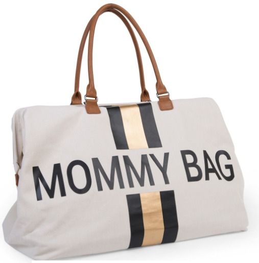 Childhome Mommy Bag Handtas - Zwart/Goud/Wit - Katoen/Nylon/PU leer/Polyester