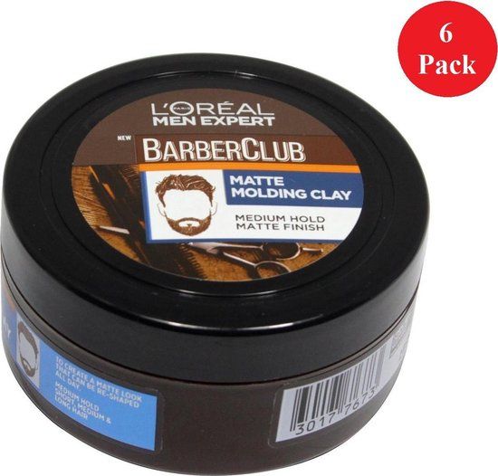 L'Oreal Paris Men Expert Matt Clay Barber Club, Matte Molding Clay Hair Styling, 75 Ml