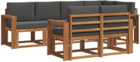 vidaXL - Hoek loungeset - 7 zitplaatsen - Acacia hout - Natuurlijk en antraciet