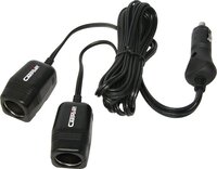 Carpoint 2-weg Aanstekerdoos - 12V - 10A + 2m kabel - Zwart
