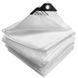 VOUNOT Dekzeil van polyethyleen, 180 g/m², waterdicht, extra zwaar en robuust, gecoat met aluminium ogen, waterdichte afdekking voor tuin, zwembad, 4 x 6 m, wit