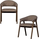 WOOOD Tunar Eetkamerstoel Met Armleuning - Hout - Bruin - Set van 2
