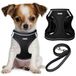 YIMEIS Set met hondenharnas en riem, anti-trek, zacht mesh, reflecterend, verstelbaar puppyvest voor kleine honden, katten (XS (bovenwijdte: 12,5-14 inch), zwart)