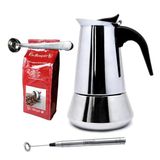 Nerthus FIH 1124 set roestvrij stalen moka induktie 10 kopjes melkopschuimer en koffietang