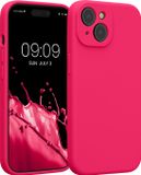 kwmobile telefoonhoesje geschikt voor Apple iPhone 15 - TPU backcover met siliconen coating - Smartphone case in neon roze