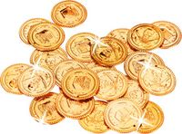 Relaxdays Gouden Piratenmunten - Set van 288 - Kunststof - Goud