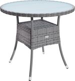Casaria Bijzettafel - Rond 60cm Weerbestendig Polyrattan - Grijs