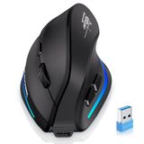 ECHTPower Souris Verticale sans Fil, 2.4GHz Rechargeable Souris Ergonomique, Mouse Verticale Droitier DPI Réglable, Interrupteur on/Off
