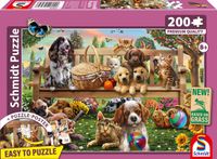 Schmidt Puzzle Pique-nique au jardin avec chien et chat - 200 pièces - Enfants - à partir de 8 ans