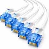 1aTTack.de 660035 Cat6 Cat.6-kabel Cat-netwerkkabel 1 m - Slanke patchkabel (kleine diameter - zeer flexibel) 1000 Mbit/s - 5 stuks - wit