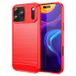 Coque iPhone 17 Pro Max en TPU Brossé - Fibre de Carbone - Rouge