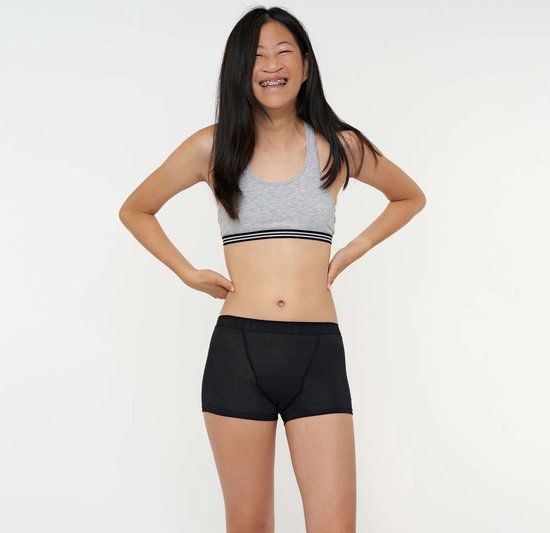 Moodies Boyshort Menstruatieondergoed Meiden - Bamboe - Zwart - Maat 164/170 (S)