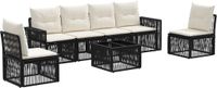 vidaXL Tuinbankenset 7-delig Zwart en Crèmewit Polyrattan