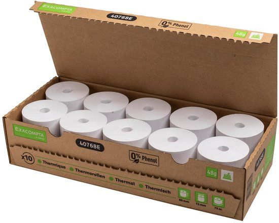 Exacompta Thermische Kassabonnen - 80x72 mm - 10 stuks