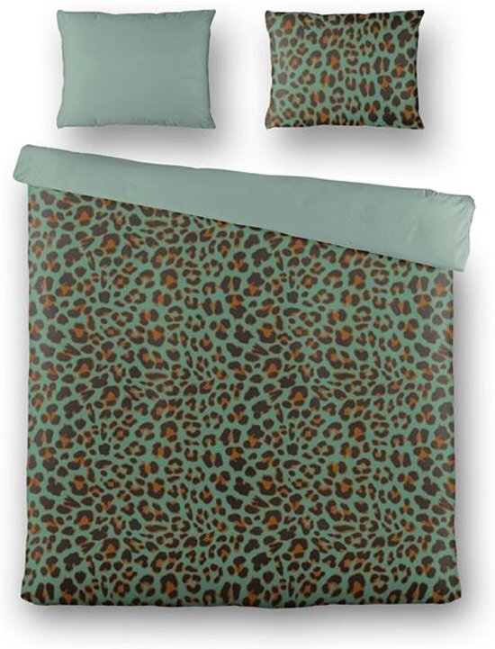 BYRKLUND Lazy Leopard - Dekbedovertrek - Lits-jumeaux - 240x200/220 cm + 2 kussenslopen 60x70 cm - Groen