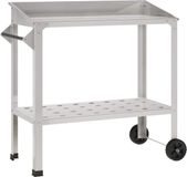 vidaXL Oppottafel met wielen 96 x 50 x 89 cm Roestvrij staal zilver