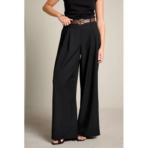 LOLALIZA wide leg broek met ceintuur - zwart
