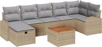 vidaXL Tuinbankset 8-delig met kussens Beige Poly rotan
