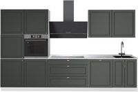 Vicco Complete keukeneenheid Fame-Line, Groen-Goud Landhuis/Wit, 340 cm, WB Marmer