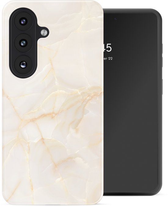 Selencia Hoesje - Geschikt voor Samsung Galaxy S26 - Backcover - Golden Beige Marble
