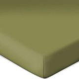 Bassetti Topper hoeslaken Uni Oliv 664 van katoen en elastaan in de kleur olijf, afmetingen: 90cm x 190cm, 100cm x 220cm