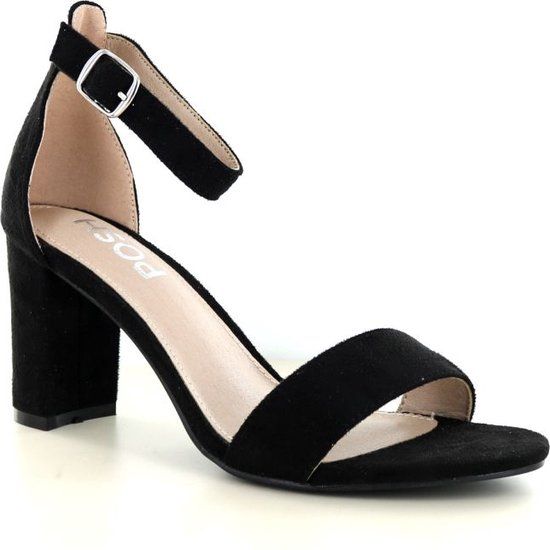 Posh by Poelman C0415-1 214.90.075 Zwarte Sandalen met Hak voor Dames - Maat 41