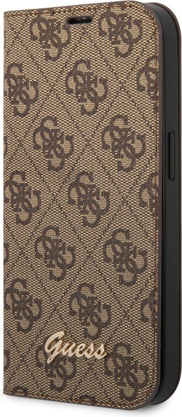 Guess 4G Logo Bookcase voor de Apple iPhone 14 Pro - Bruin
