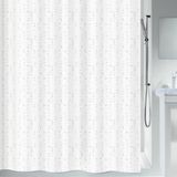 Spirella Natte witte parel effect textiel polyester douchegordijn, 240 x 200 cm, wit/blauw