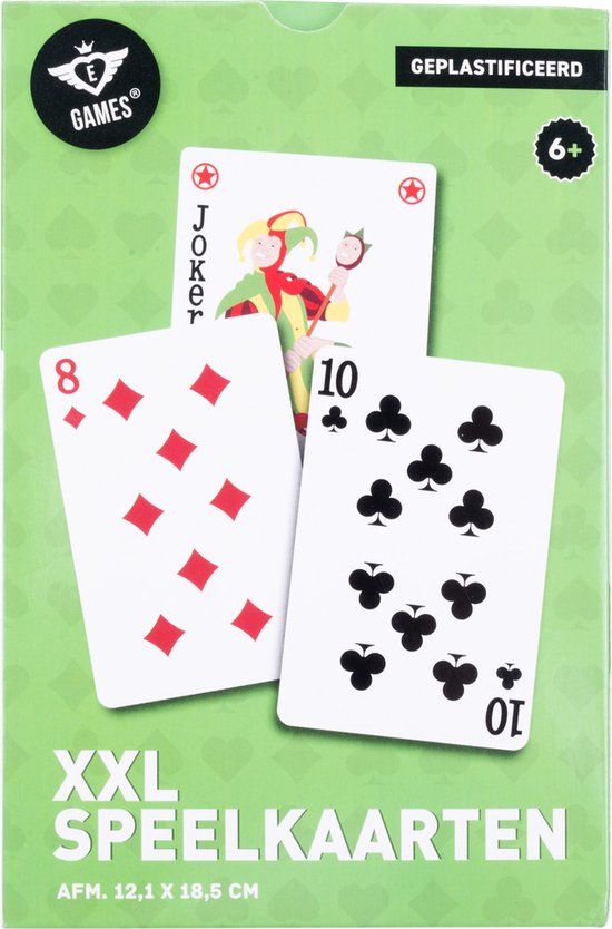 Longfield XXL Speelkaarten 12,1 x 18,5 cm – Geplastificeerd Papieren Kaartspel (54 Kaarten) – Extra Groot Kaartspel voor Gezelschapsspellen & Familiespel