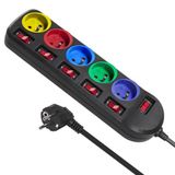 Maclean MCE204M Stekkerdoos 5 contactdozen met schakelaars