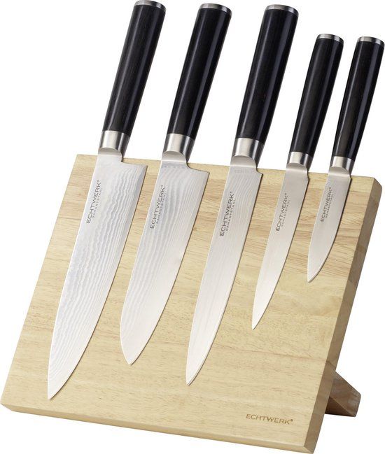 ECHTWERK Damascus Messen Set - 6-delig - Incl. Magnetisch Messenblok