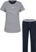 By Louise Dames Korte Mouwen Capri Pyjama Set Lang Donkerblauw Gestreept - Maat XXL