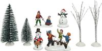 Kaemingk B.V. 8x pièces accessoires village de Noël figurines et sapin de Noël