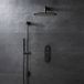 Idro Doucheset - 2-Weg Noir Mitigeur Douche Thermostatique à Bouton-Poussoir avec Pomme de Douche | Douchette à Main avec Barre de Glissement