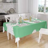 Bonamaison Tafelkleed, Anti-Mold, Sneldrogend, Waterdicht, 100% Polyester Tafellaken, Petroleum Groen, Wit, 140 x 160 Cm