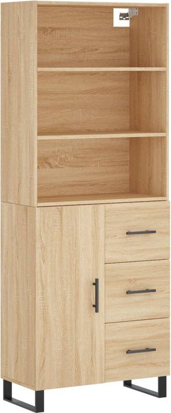 vidaXL Hoge kast 69,5x34x180 cm bewerkt hout sonoma eikenkleurig