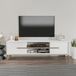 Hanah Home Stijlvolle tv-standaard, wit & walnoot, 120 cm x 43,6 cm x 29,6 cm, 100% melamine gecoat deeltjesbord, 18 mm dik, modern design voor de woonkamer
