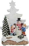 Star Kerstdecoratie "Kerstman met kinderen", met LED-verlichting in groen, ca. 14 x 8 cm, werkt op batterijen, meerkleurig