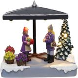 Santaville - Fleuriste avec client avec LED Polyresin 14cm